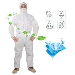 Protection Suit Particle Liquid Splash Resistant Clothing Polypropylene Nonwoven Overall White Full Chemical Industry Protection