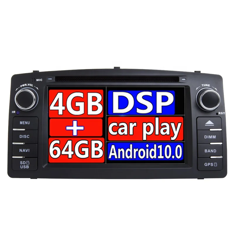 

For TOYOTA Corolla E120 e 120 BYD F3 Android 10 2 Din 8 CORE 4G 64G Car radio multimedia dvd player audio GPS WIFI support DVR
