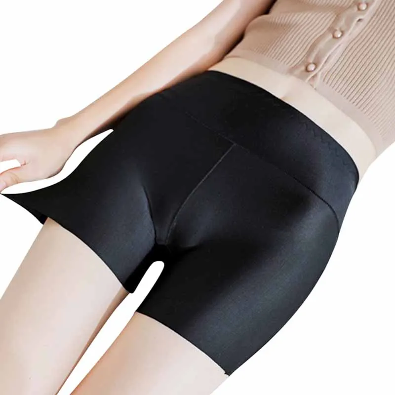 Бесшовные шорты защитные брюки для женщин летние лаконичные удобные, однотонного цвета с высокой талией тонкие плотные трусы - Цвет: B