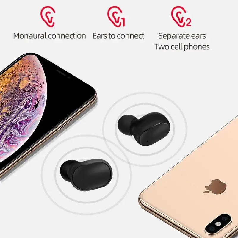 Kuulee Bluetooth Headsets for Redmi Airdots Wireless Earbuds 5 0 TWS Earphones Noise Cancelling Mic for Xiaomi iPhone Huawei