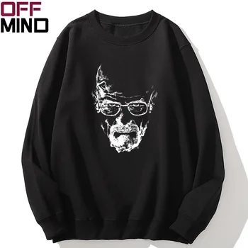 

OFF MIND cotton blend long sleeve casual loose men sweater heisenberg breaking bad print men crewneck sweatshirt