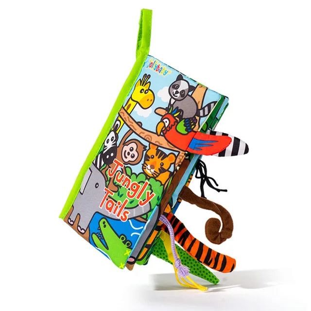 LERVANLA Animal Tail Cloth Book Enlightenment Early Education Cloth Book 0-1 Year Old Infant Toy Baby Cloth Book 1