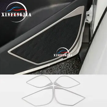 

For Toyota CHR C-HR 18-19 Silvery Stainless steel Car Decorate Door Stereo Speaker Loudspeaker Ring Trim Frame