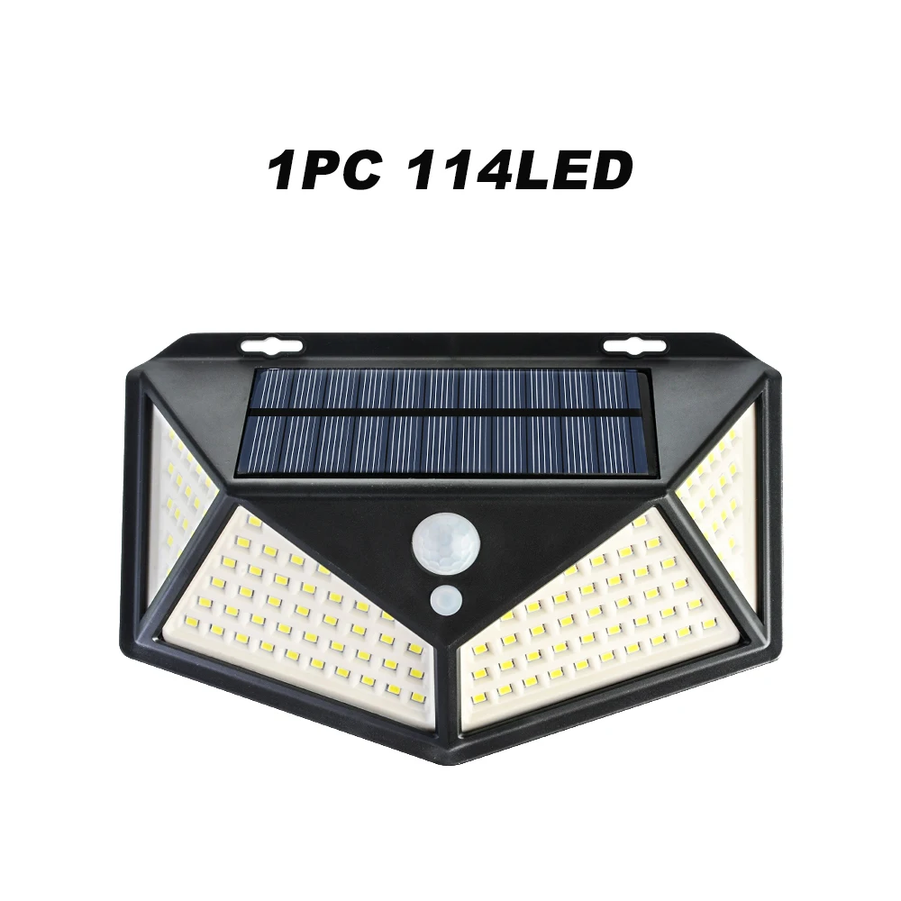 1pc 114 LED DIDIHOU 100 светодиодный четырехсторонний светильник на солнечной энергии 3 режима 270 градусов датчик движения настенный светильник наружные водонепроницаемые садовые лампы - Испускаемый цвет: 1pc 114 LED