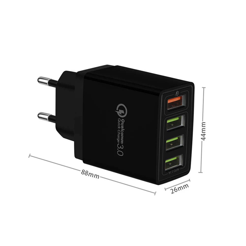 Зарядное устройство для мобильного телефона QC3.0 Быстрая зарядка 4 usb порта концентратор настенное зарядное устройство адаптер питания США ЕС Великобритания вилка