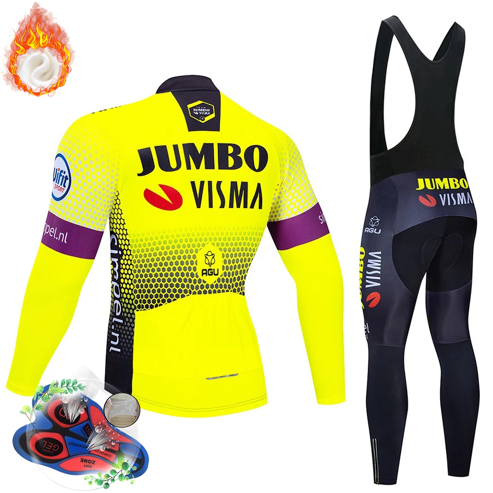 Pro Team Jumbo велосипедная майка 9D комплект с нагрудником MTB Униформа велосипедная одежда мужская зимняя теплая флисовая велосипедная Одежда для велоспорта