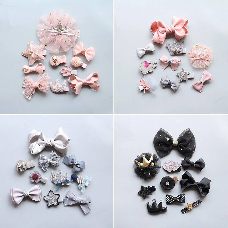 10Pcs Baby Girl Hair Accessories Crown Bows Kids Baby Hair Clips Children Barrettes Haarspeldjes