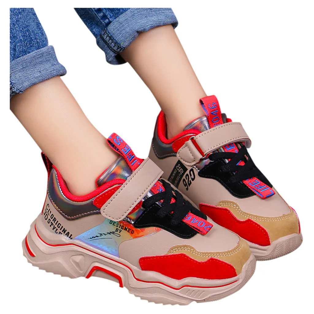 Одежда для мальчиков и девочек кроссовки на плоской подошве с плюшевой подкладкой; дышащая спортивная обувь с нескользящей подошвой; обувь для улицы; cocuk ayakkabi chaussure fille