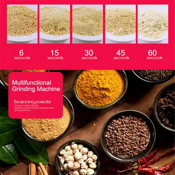 

200ML Electric Spice Grinder 360 Degree Abrader Safe Crushing Beans Mill Transparent Cover Flour Grinding Machine DIY Food