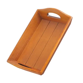 

Vintage Wooden Curved Serving Tray with Handles Storage Box Food Holder Home Ornament for Bed Dinner Tea Bar Breakfast Parties