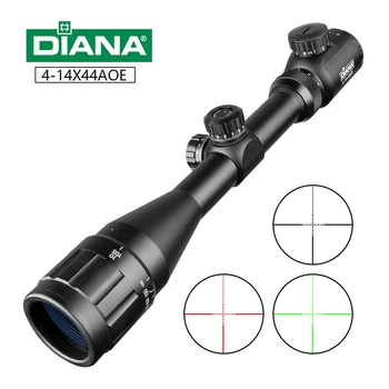 melhor 4-14x44 Tilluminated Riflescope Caça Rifle Scope Sniper Airsoft Armas De Ar Tático óptica Visão Cruzada Verde Vermelho