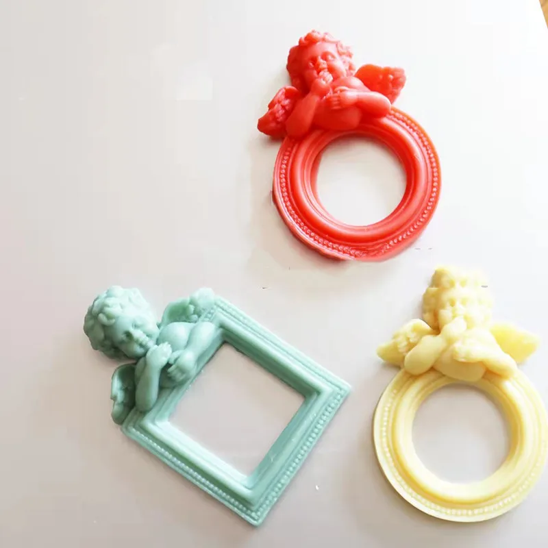 

Фоторамка в стиле ретро, силиконовая форма с ангелом, любовью, Мягкая Керамическая глина, эпоксидная помадка, торт, пластырь, украшение для ароматерапии