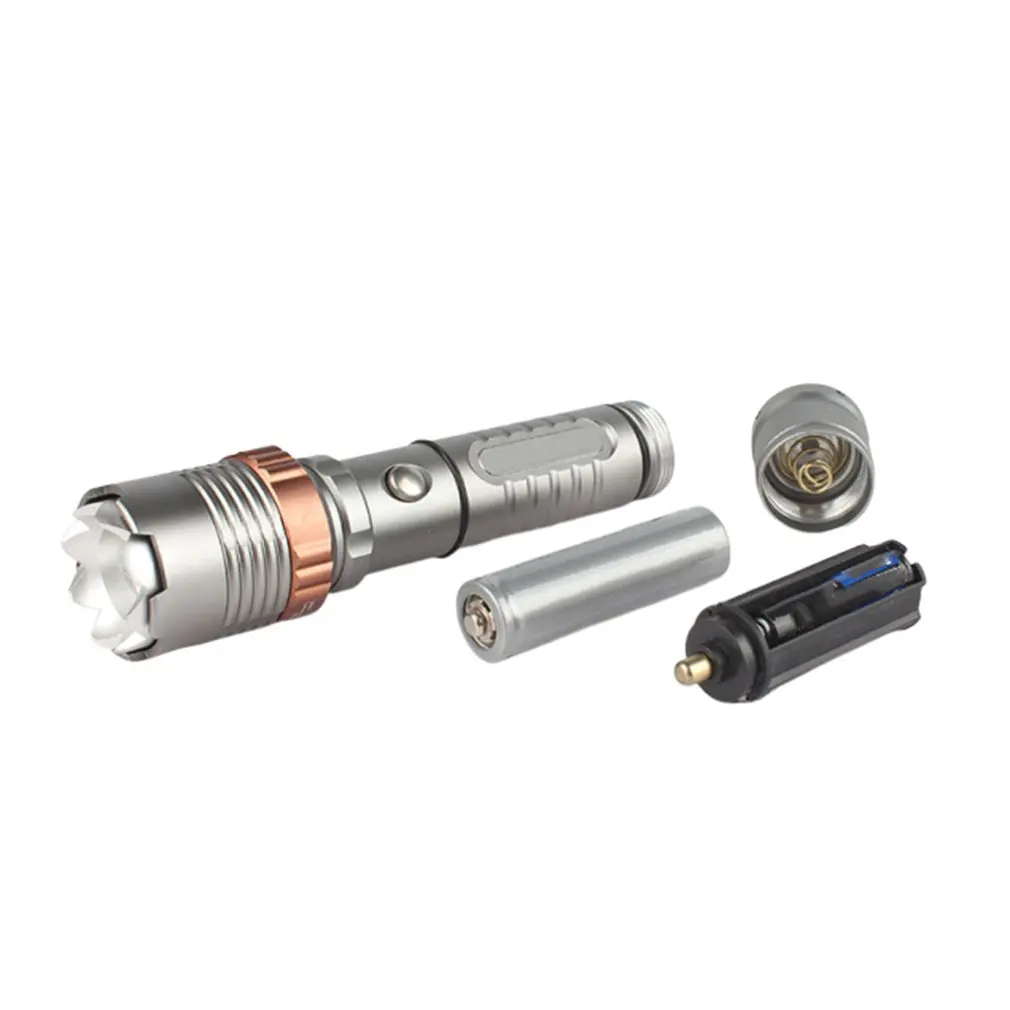 1Pcs Strong Light Rotating Focus Lotus Head Explosion-Proof Safety Hammer Flashlight Charging Led Flashlight