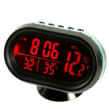

Car Clock Date Digital Display Indoor Outdoor Thermometer Voltage Monitor Kit