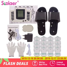 Русский/Английский Кнопка Электрический мышечный Стимулятор импульсный массажер для похудения Tens машинка для иглоукалывания+ тапочки+ 16 подушечек+ перчатки