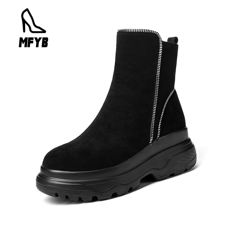 

MFYBWomen's boots 2019 winter new comfortable flat bottom platform women's shoes large size 34-43 simple low boots women's boots