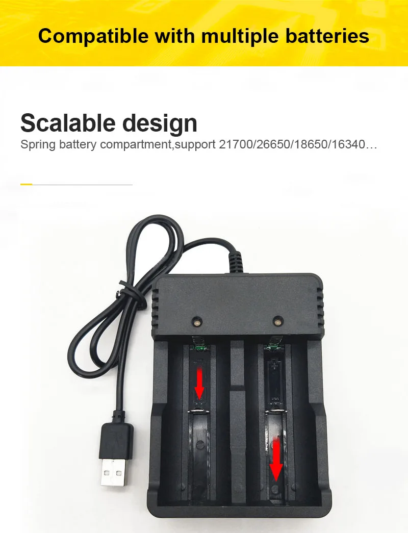 Зарядное устройство VOXLINK 2 слота USB умная зарядка 18650 26650 21700 14500 26500 22650 26700 литий