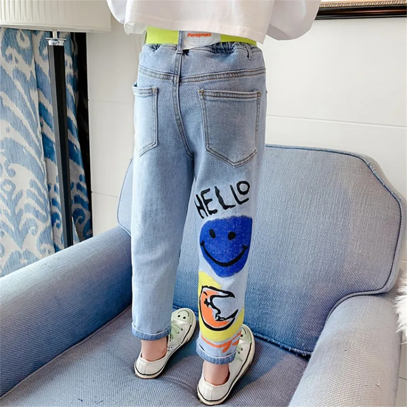 Offerte calde Jeans per ragazze adolescenti bambini 8 12 anni pantaloni  Casual con stampa di Graffiti di alta qualità con pantaloni arcobaleno  Cartoon|Jeans| - AliExpress