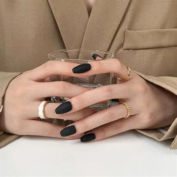 

TF-9 New Vintage White Enamel Colorful Round Metal Geometric Twist Open Adjustable Rings for Women Girl Jewelry Gifts