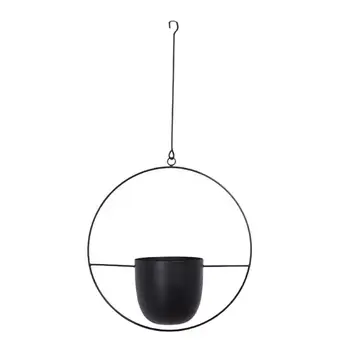 

Flower Pot Iron Hanging Flower Pot Decorative Swinging Flower Basket Wall Hanging Flower Plant Pot Seedsplants(Black Circular)