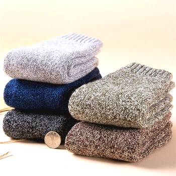 

Winter Wen's Super Thick Warm Harajuku Retro Solid Color High Quality Cashmere Cold-Resistant Fashion Casual Wool Socks 5 Pair
