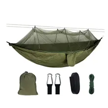Portable Outdoor Camping Hammock with Mosquito Net High Strength Parachute Fabric Hanging Bed Hunting Sleeping Swing super strength folding nylon hammock hanging swing hamak beach camping patio sleeping tree bed with 2 strap 2 carabiner