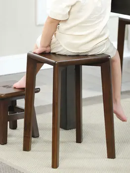 

Solid Wood Stool Home Adult Small Bench Square Stool Living Room Log Table Stool Creative Round Makeup Dining Stool