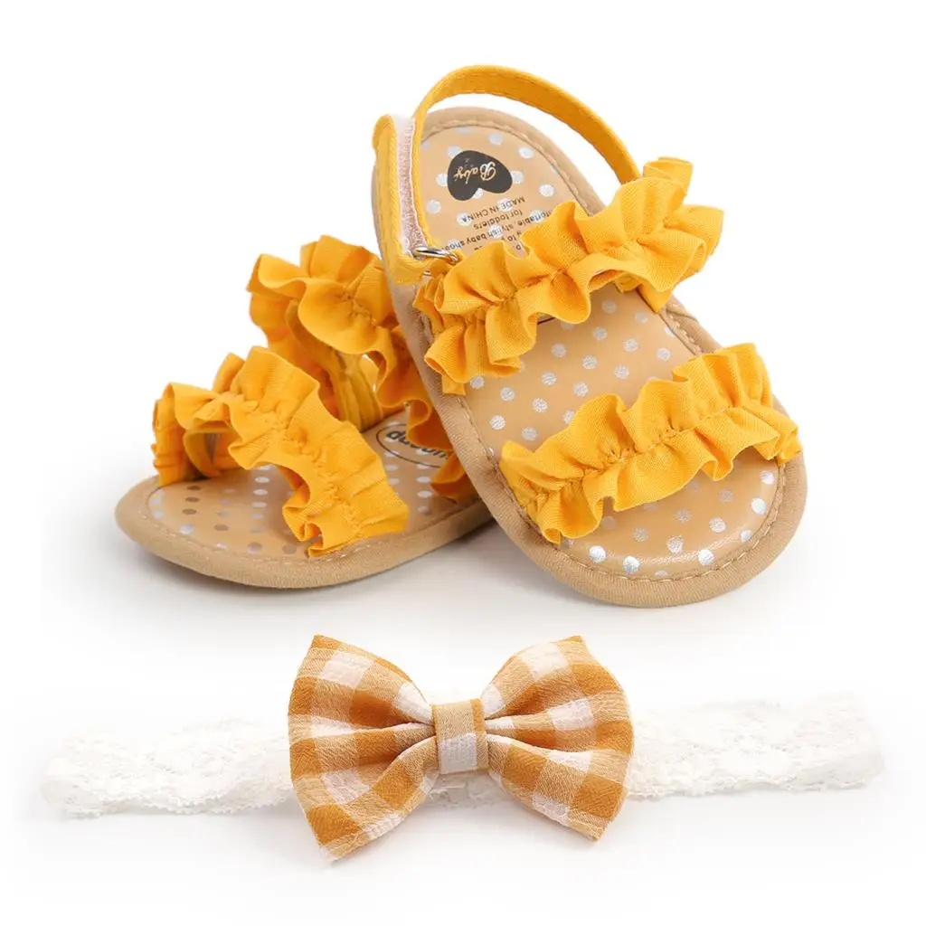 Fashion Anti-Slip Soft Sole Ruffle Flat Shoes Toddler Baby Girls Summer Sandals