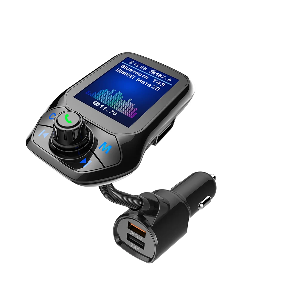 1,8 дюймов TFT QC 3,0 цветной дисплей Быстрая зарядка автомобильный комплект Bluetooth Handsfree fm-передатчик MP3 музыкальный плеер 3 USB порта