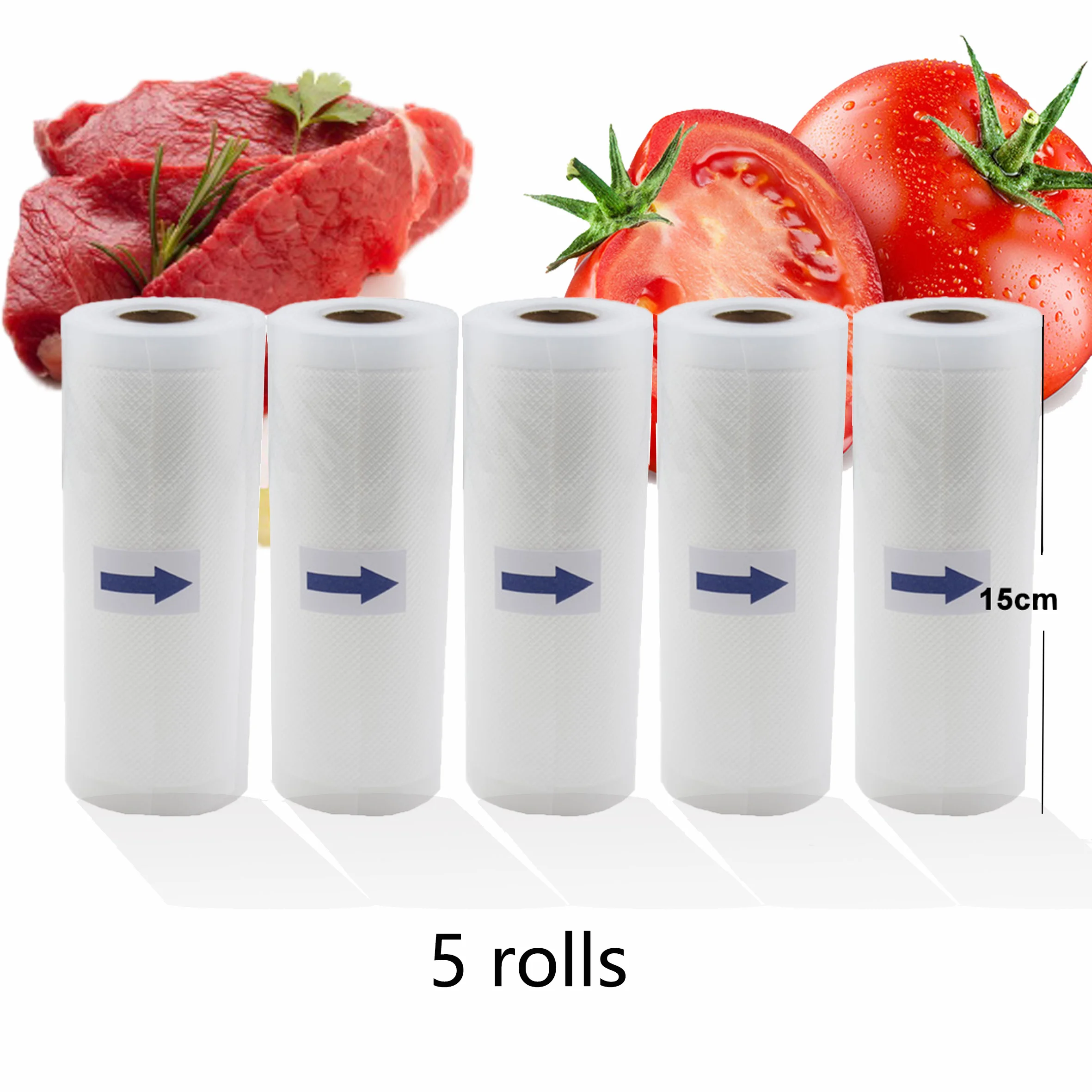 15cm Не содержит Бисфенол А 5 рулонов/лот Кухня Еда Вакуумный пакет для хранения пакеты для вакуумного упаковщика, рулоны для вакуумной упаковки 12/15/20/25/28 см* 500 см - Цвет: 15cm
