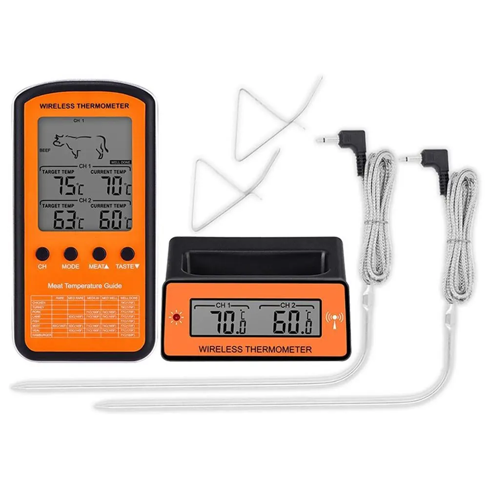 

Barbecue Baking Sugar Food Thermometer Wireless Receiving Double Probe Thermometer Electronic Food Thermometer