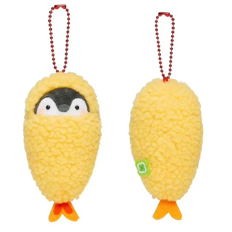 cute Japan Penguin fried shrimp plush pendant toy doll clamshell doll plush keychain 10cm w46 wj04