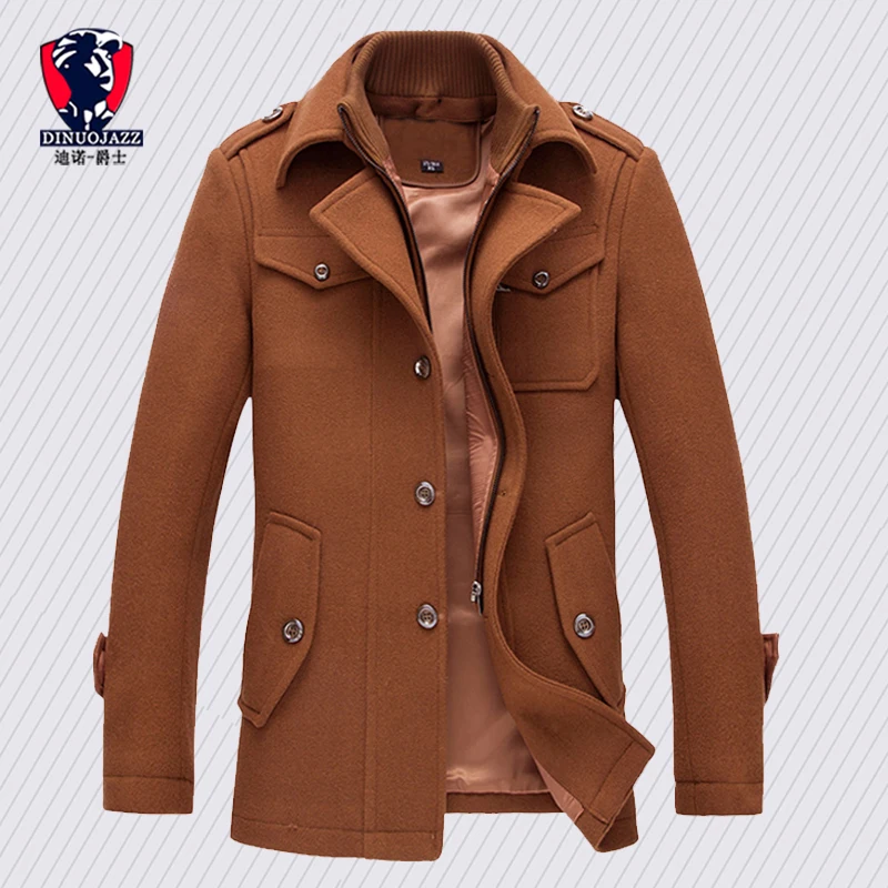 Winter trench coat for men fashion mens jackets version of woolen men's jacket double collarwarm woolen coat PP255100 - Цвет: Khaki