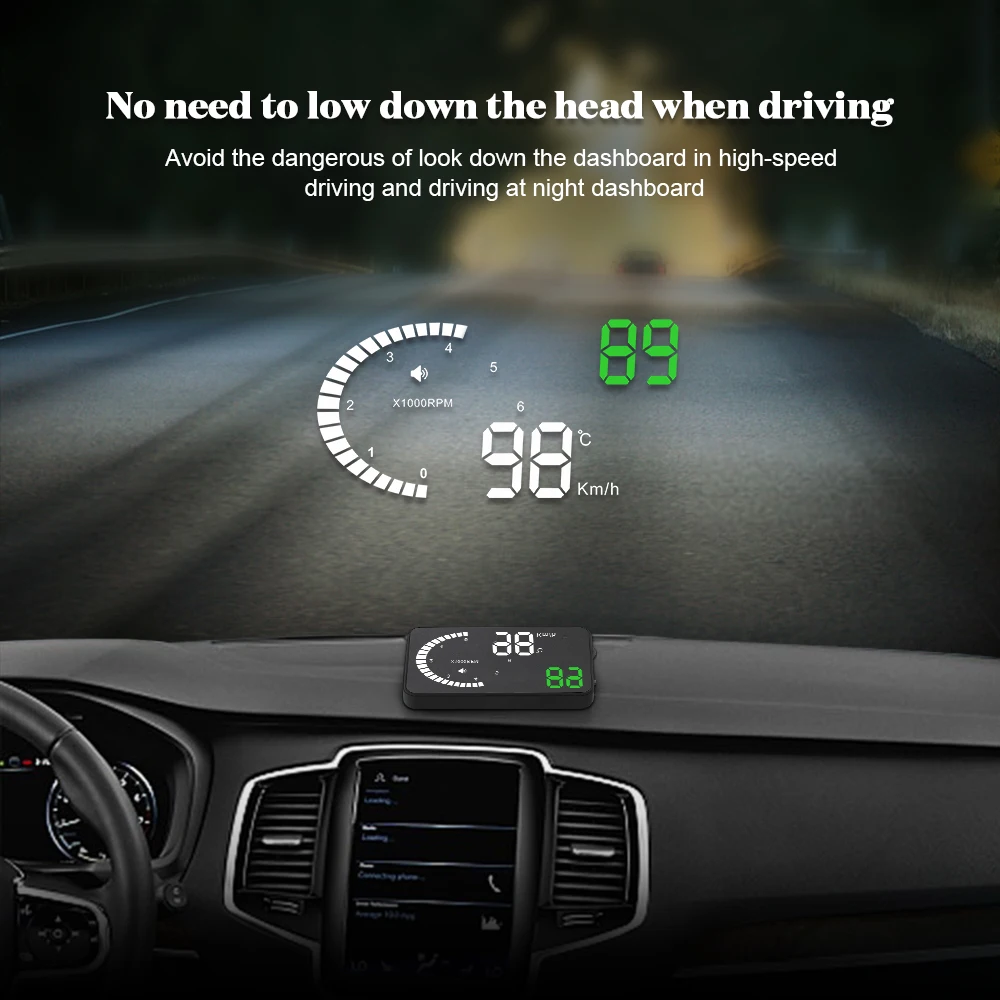 Автомобильный дисплей OBD2 HUD 3," светодиодный проектор на ветровом стекле OBD сканер скорости топлива Предупреждение сигнал тревоги данные диагностический инструмент