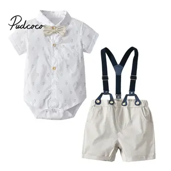 

pudcoco Baby Boy Bow Formal Clothing Bodysuit for 0-24 Months Baby Suits Party Birthday Christmas Kid Gentleman Summer Clothes