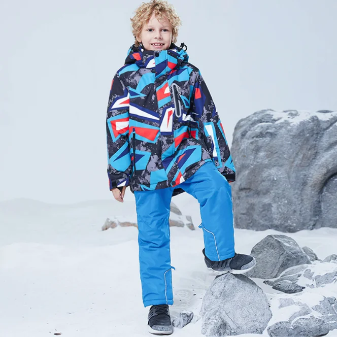 Kids Ski Suit Waterproof Warm Snow Jacket and Pants Thicken Winter Ski Snowsuit for Boys Skiing Snowboarding Outdoors