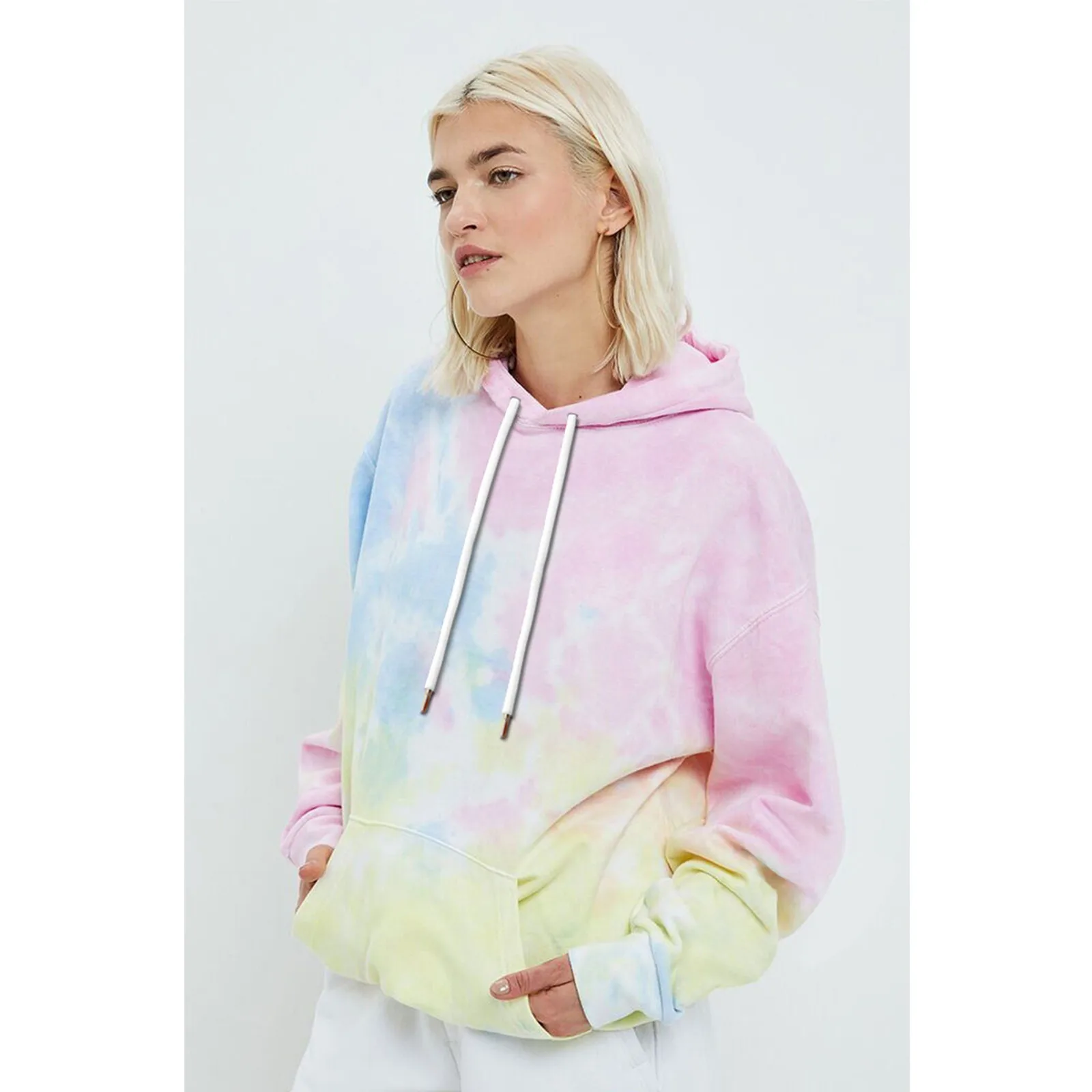 

2020 Fashion Pullovers Women's Round Collar Letter Print Tie Dye Gradient Sweatshirts Vintage Loose Long Sleeve Tops Hoodies