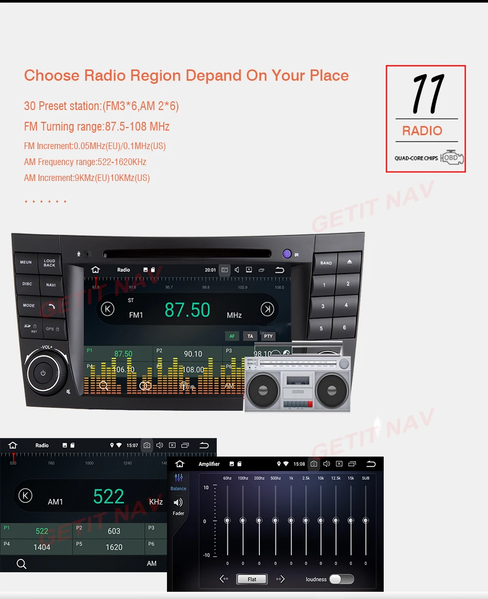 Excellent DSP IPS 4G 64G Android 9.0 2 din car DVD player For Mercedes Benz E-class W211 E200 E220 E300 E350 E240 E270 E280 CLS CLASS W219 12