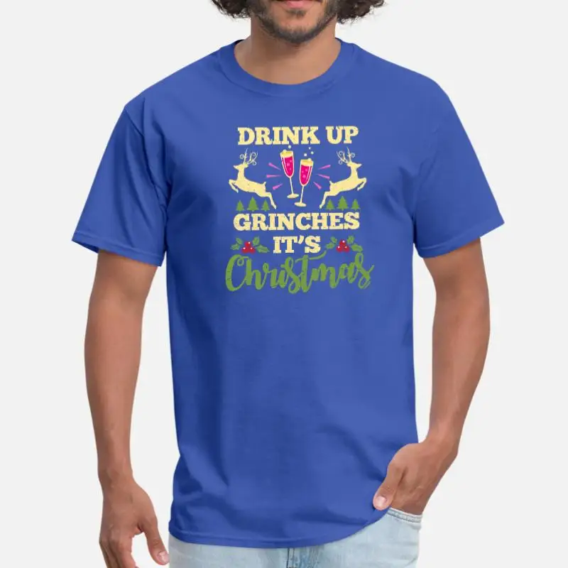 Men-Blue Дизайнерская мужская футболка Drink Up Grinches, Классическая Веселая Мужская футболка с коротким рукавом, одежда высшего качества - Цвет: Men-Blue