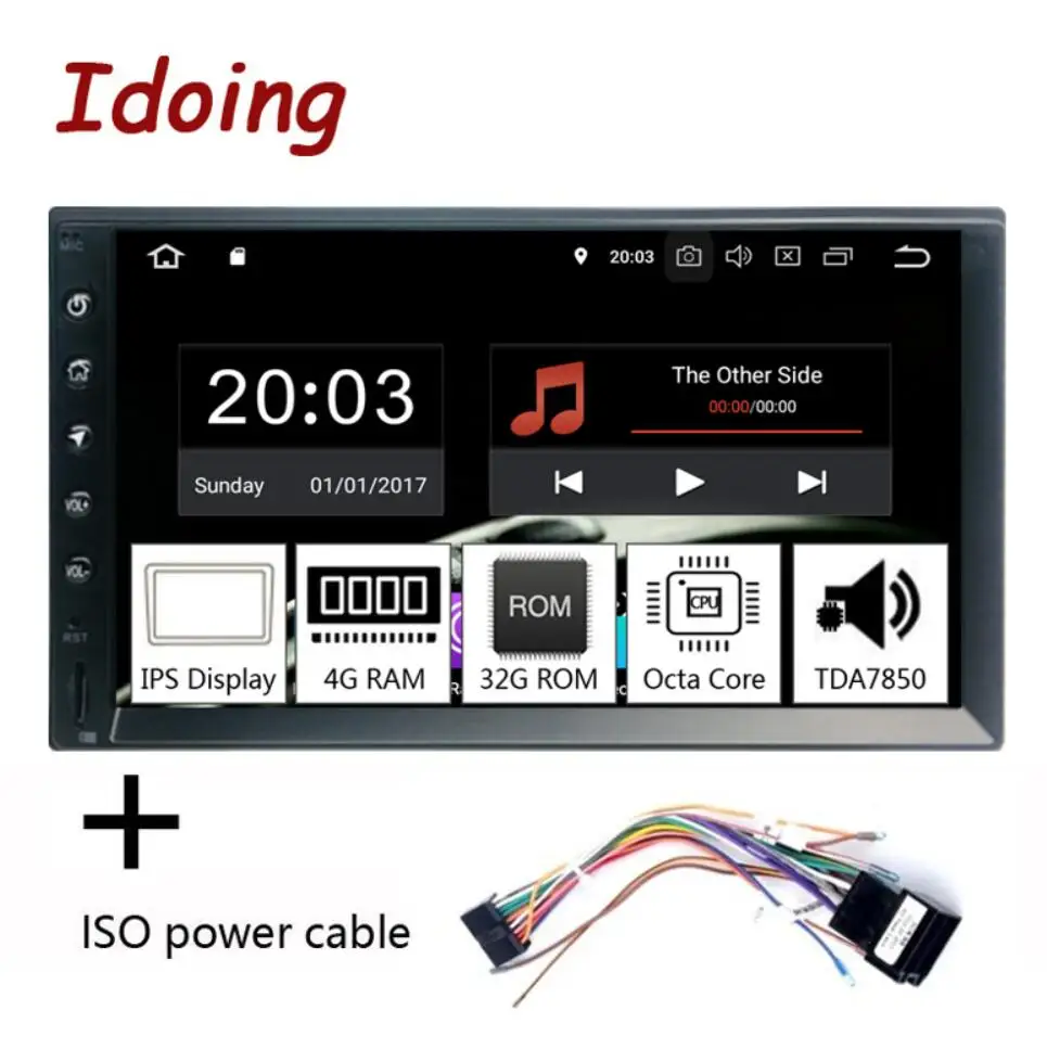 Idoing 2Din " PX5 4G+ 64G Восьмиядерный Универсальный Автомобильный gps радио плеер Android 9,0 ips экран навигация Мультимедиа Bluetooth TDA7850 - Цвет: ISO Power Cable