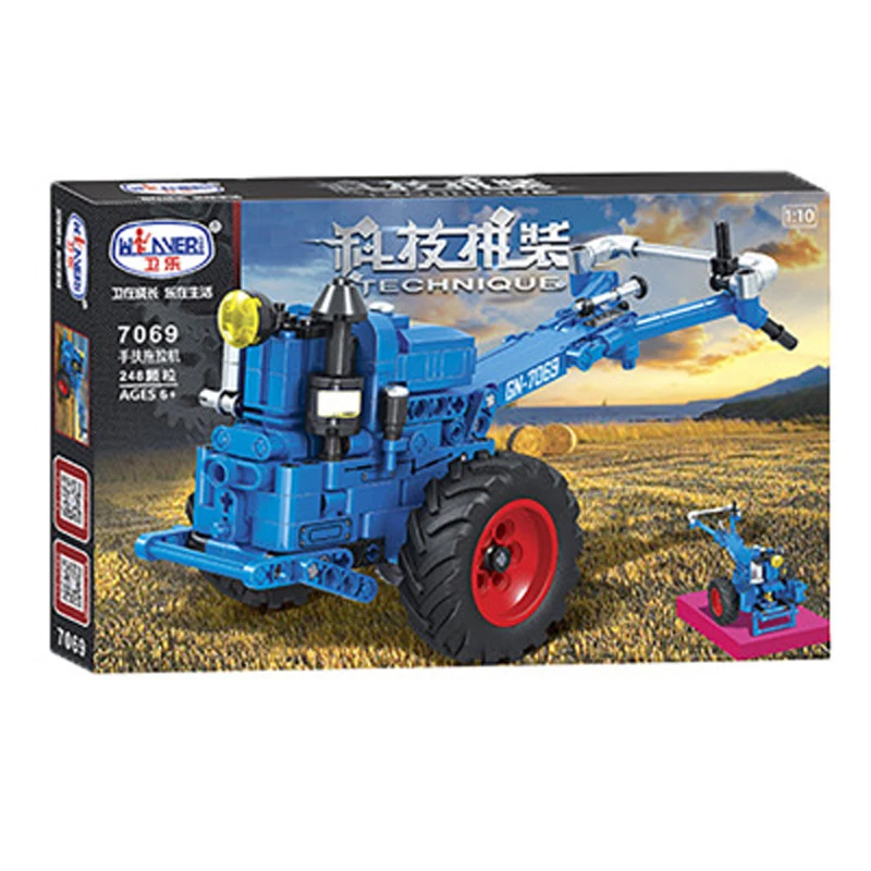  New science and technology machinery series 7069 walking tractor small particles children assembled