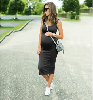 

Summer Bodycon Maternity Dress Casual Pregnancy Dress Solid Color Pregnant Ladies Maternity Clothes ropa mujer Plus Size 2XL