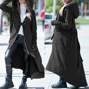 

Asymmetrical Coats Women's Zipper Jackets 2020 ZANZEA Casual Hooded Long Sleeve Outwear Female Button Overcoat Plus Size Top 5XL