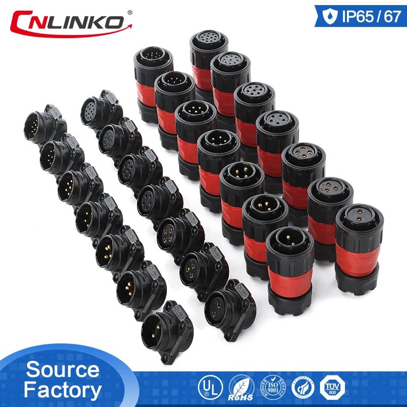 

CNLINKO 2-12 Pin soldering M20 Large type panel mount amp high-power electrical IP67 waterproof connector