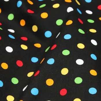

half yard plain cotton fabric with colored round dot print handmade DIY garment dress cloth 100% cotton CR-303