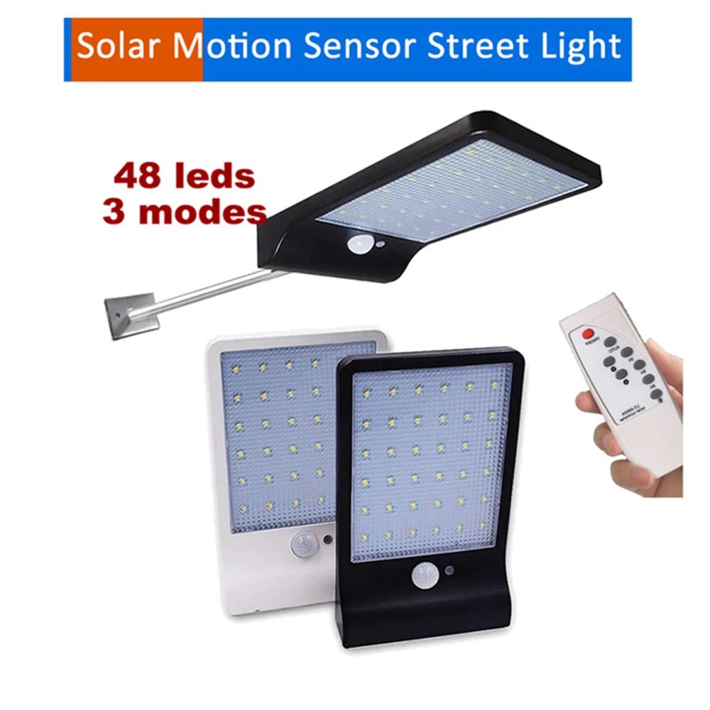 

LED Solar Power PIR Motion Sensor Wall Light 48 LEDs Outdoor Waterproof Energy Saving Street Garden Security Lamp remote control