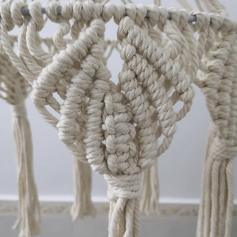 Bohemian Macrame Wall Hanging Tapestry Handmade Woven Boho Chic Decor Cotton Rope Lamp Shade Cover for Home Coffee Restaurant