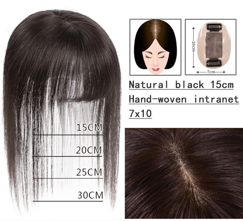LVHAN Fake bangs reissue straight hair simulation hair sparse white hair head reissue a female 3D bangs wig - Цвет: Natural black-3
