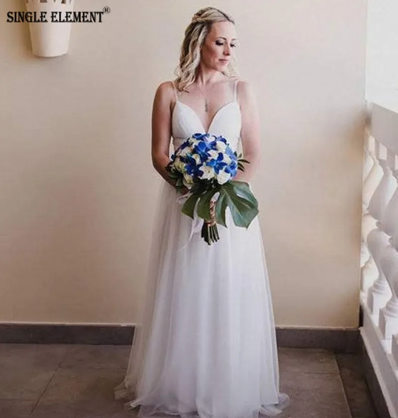 

SINGLE ELEMENT Simple Beach Wedding Dress 2019 A-Line Bride Dress