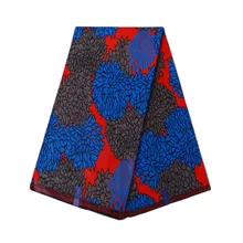 African Blue Flower Print Fashionable Beautiful Cotton Red Guaranteed Real Dutch Wax Fabric African Batik Fabric 6 Yards